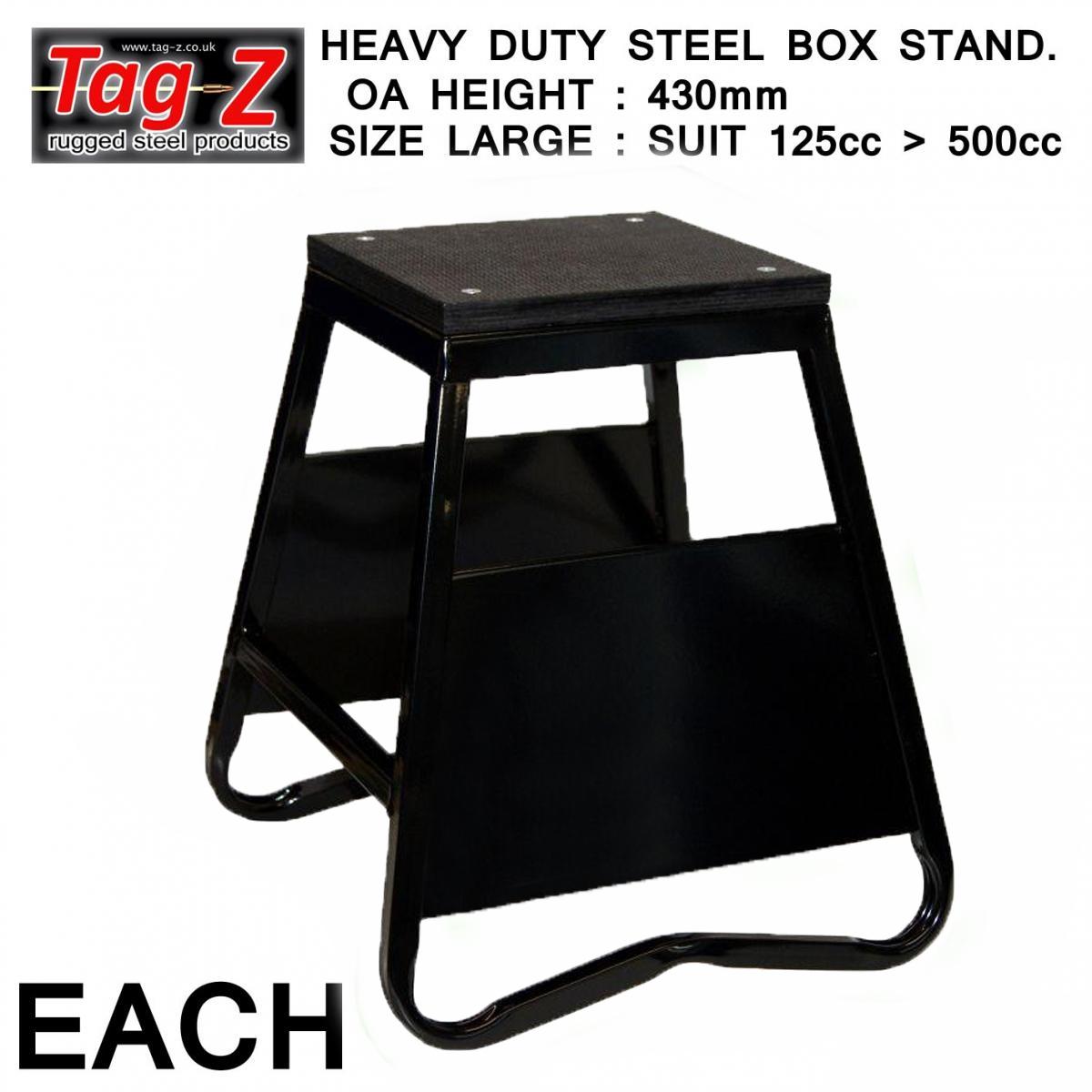 HEAVY DUTY STEEL BOX STAND MX, LARGE / 430mm HIGH MX STAND, THIS STAND DOESN'T COME WITH THE MOTO STICKER NOW