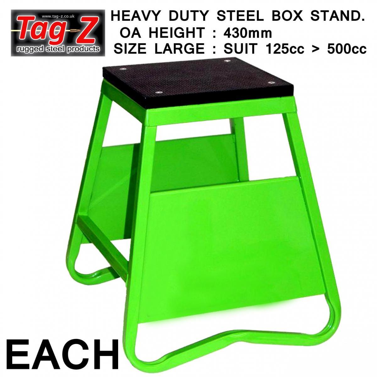 HEAVY DUTY STEEL BOX STAND MX, LARGE / 430mm HIGH MX STAND, THIS STAND DOESN'T COME WITH THE MOTO STICKER NOW