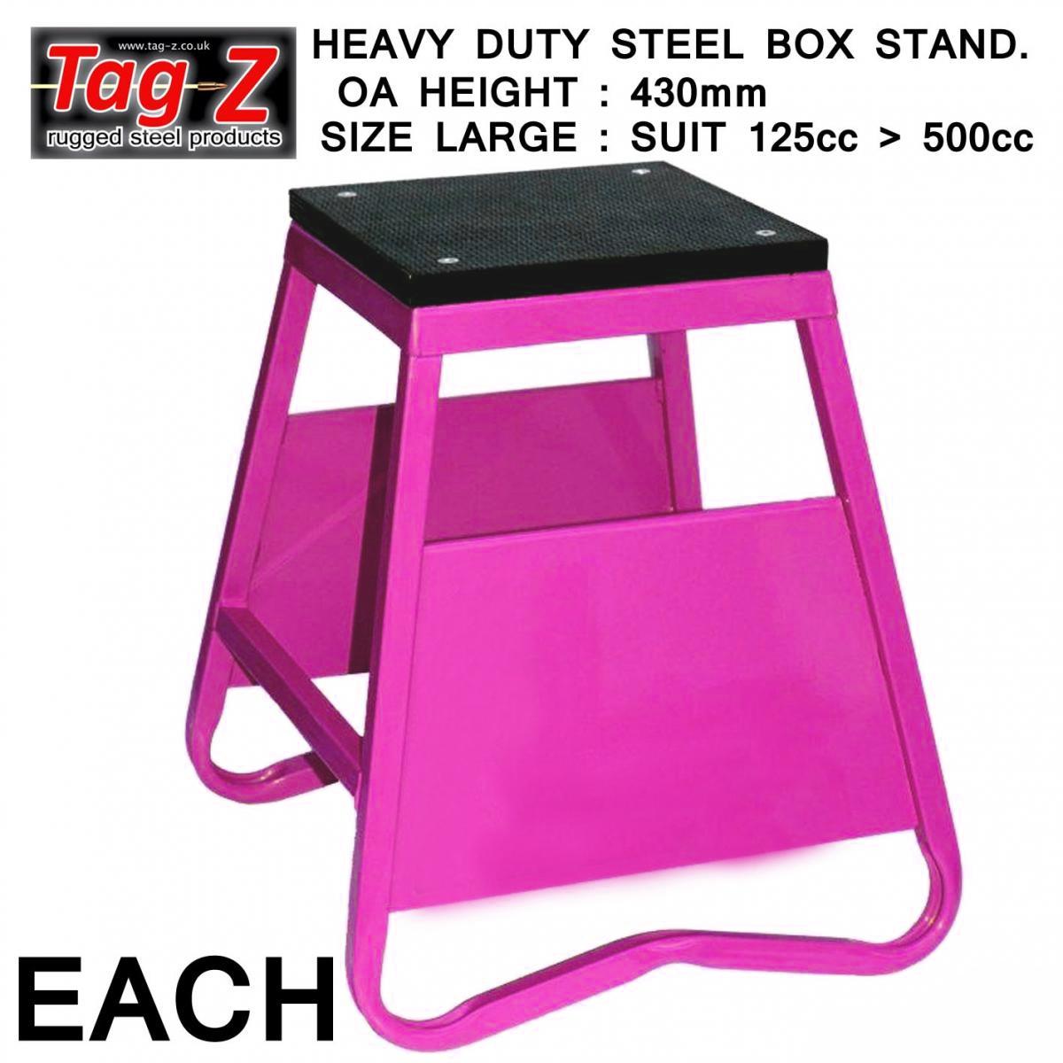 HEAVY DUTY STEEL BOX STAND MX, LARGE / 430mm HIGH MX STAND, THIS STAND DOESN'T COME WITH THE MOTO STICKER NOW