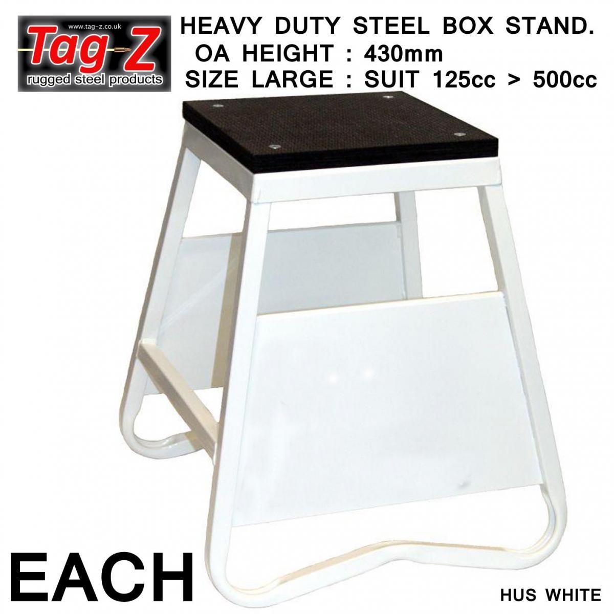 HEAVY DUTY STEEL BOX STAND MX, LARGE / 430mm HIGH MX STAND, THIS STAND DOESN'T COME WITH THE MOTO STICKER NOW