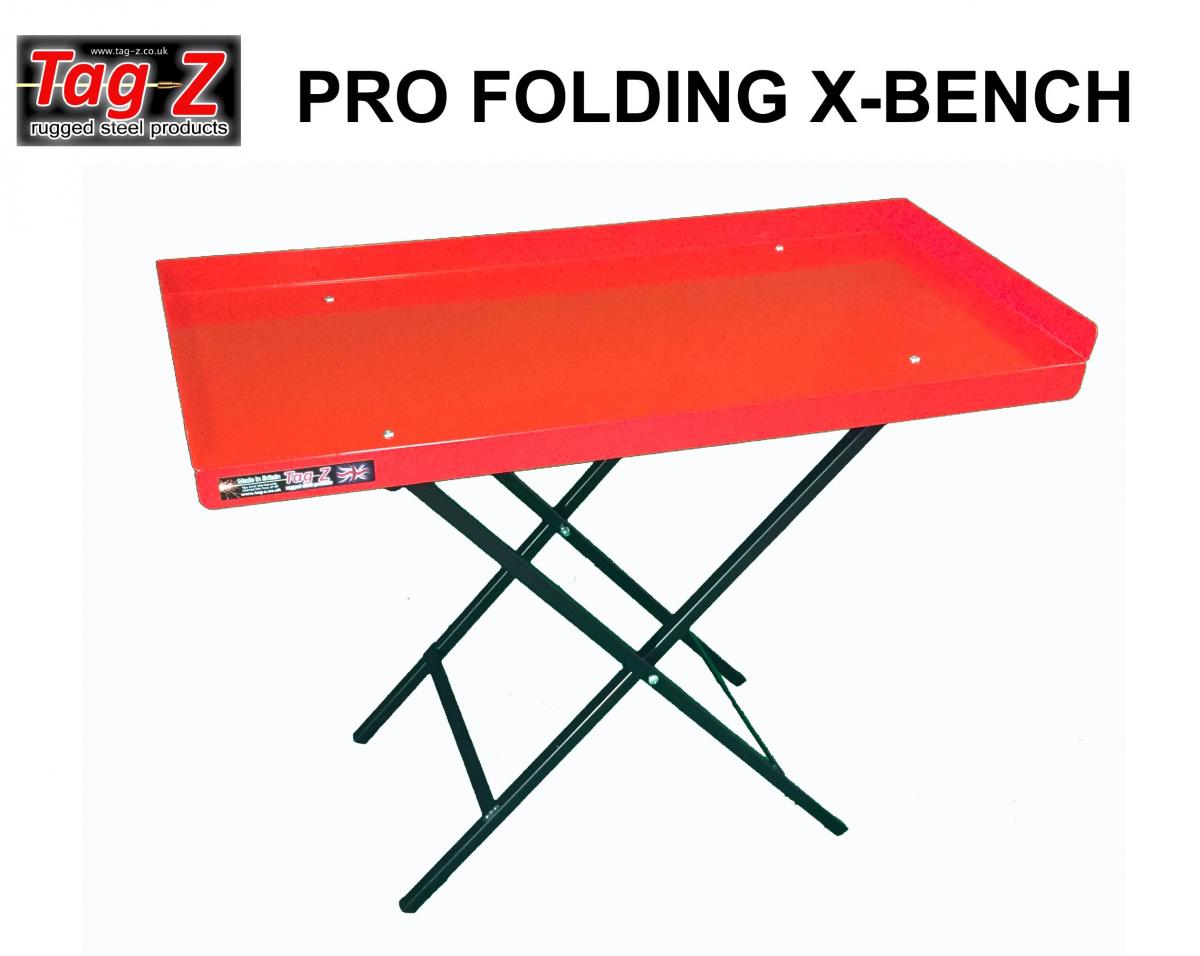 TAG-Z PRO FOLDING X-BENCH, RED / TABLE / WORK TOP