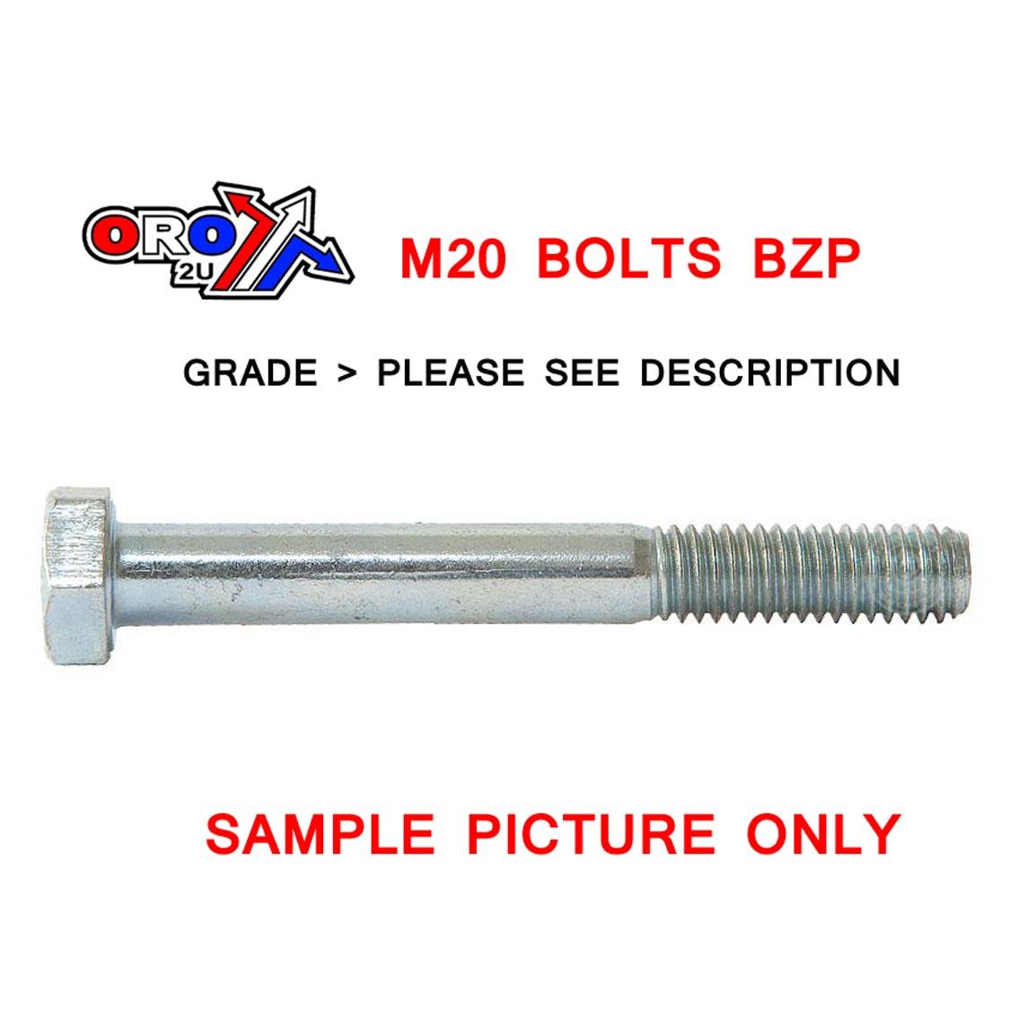 M20X90 BOLT HEX BZP EACH
