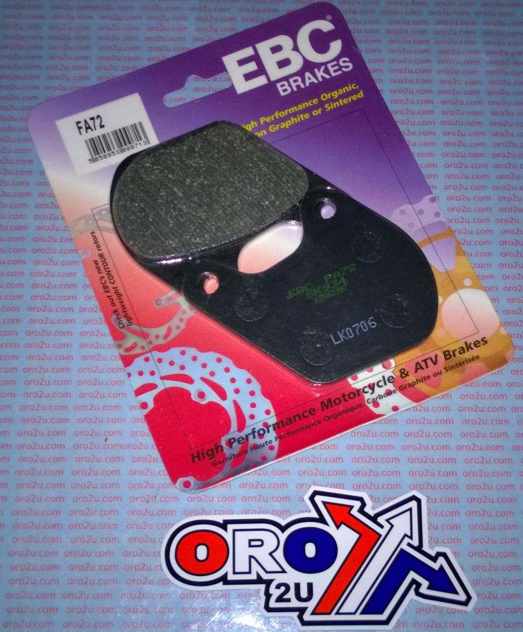 BRAKE PADS STD SEMI-METAL, EBC FA072, HARLEY DAVIDSON