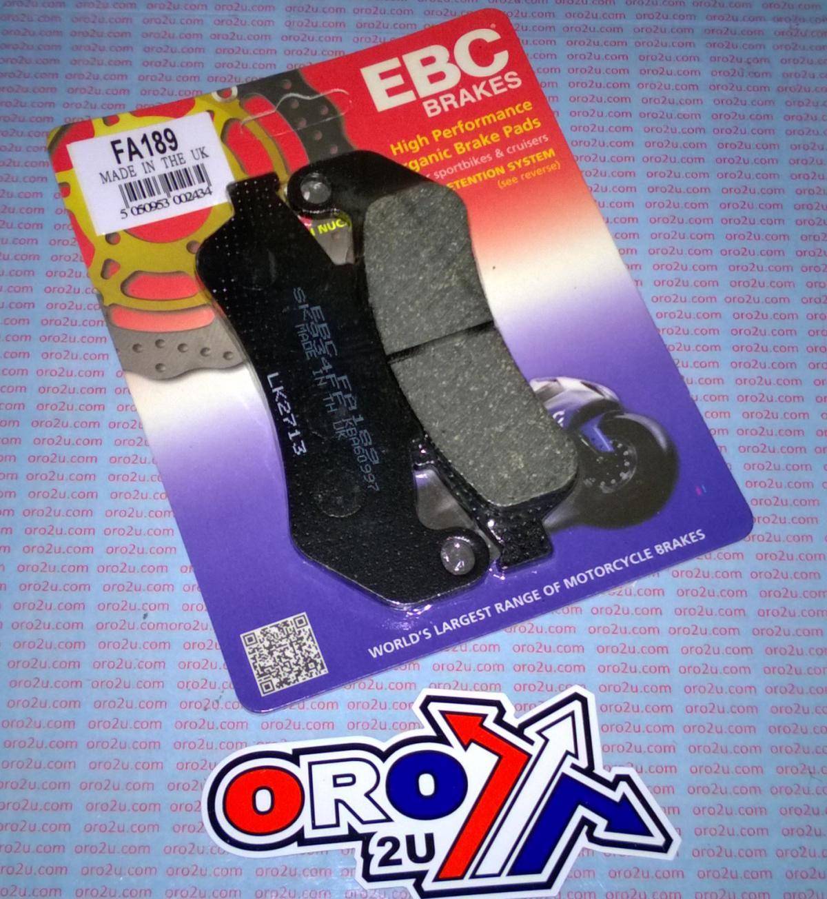 BRAKE PADS STD KEVLAR ORGANIC, FA189 EBC BLACK SCOOTER