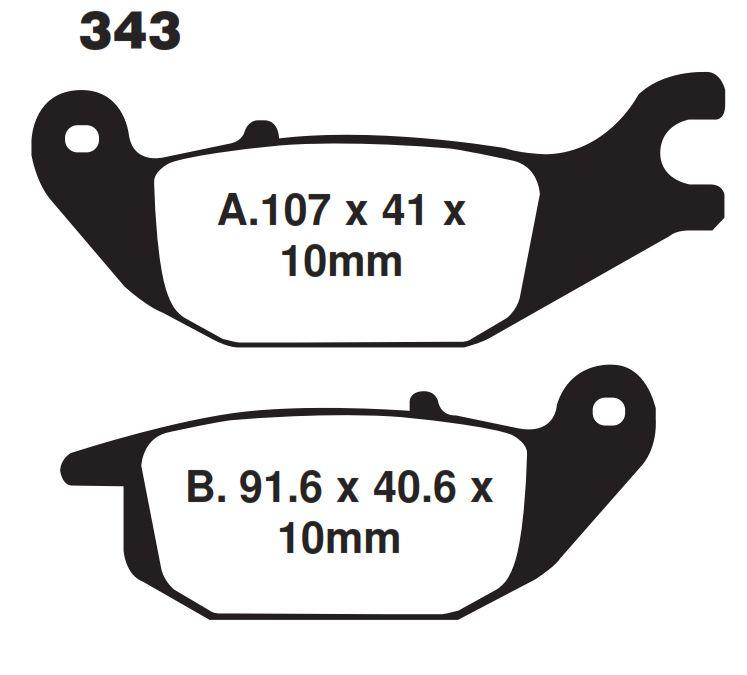 BRAKE PADS STD SEMI-METAL, KYOTO S1167 (EBC FA343) BLACK
