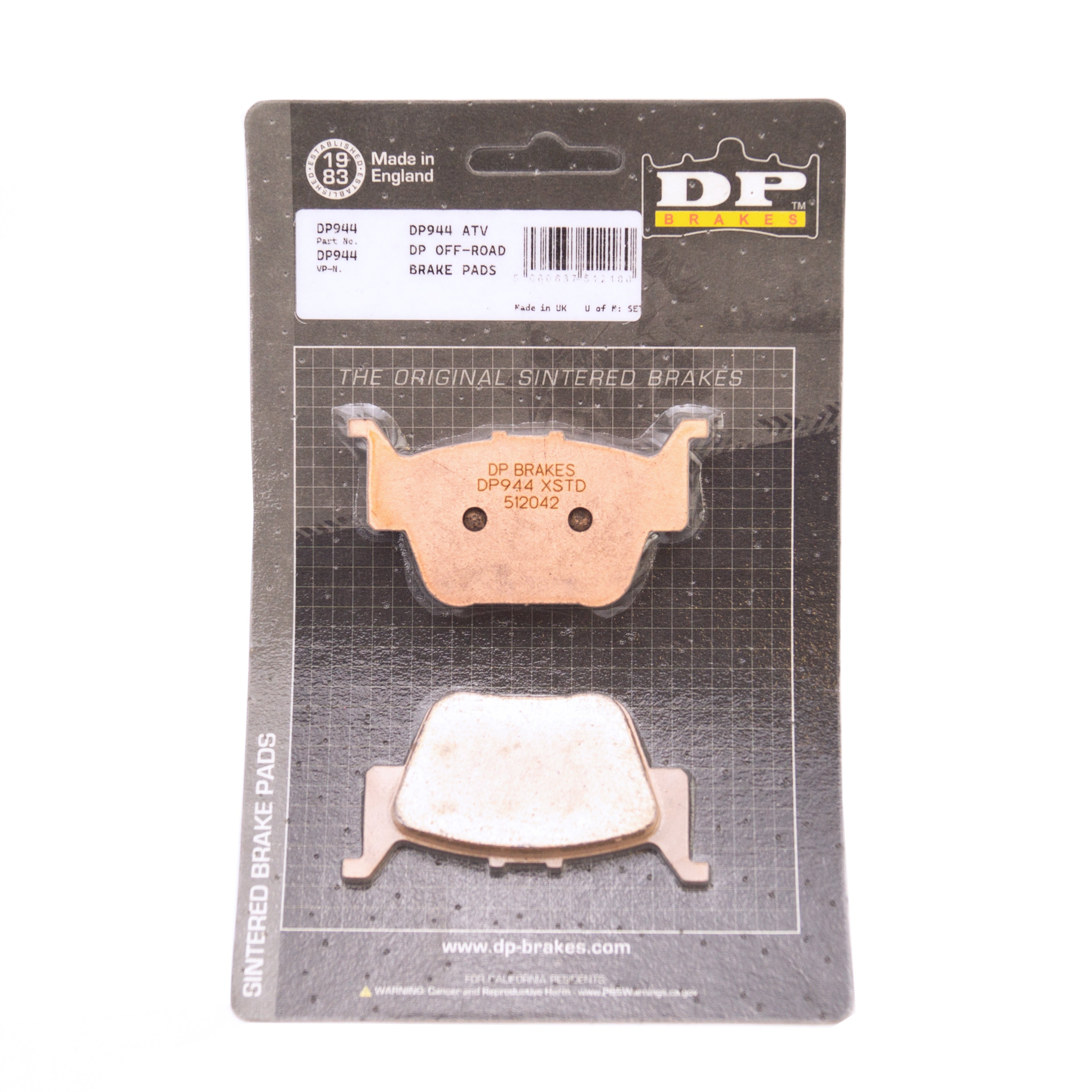 BRAKE PADS SINTERED DP BRAKES, DP944 Premium Sintered, 75.3 x 39.4 x 9.7mm, 39-373