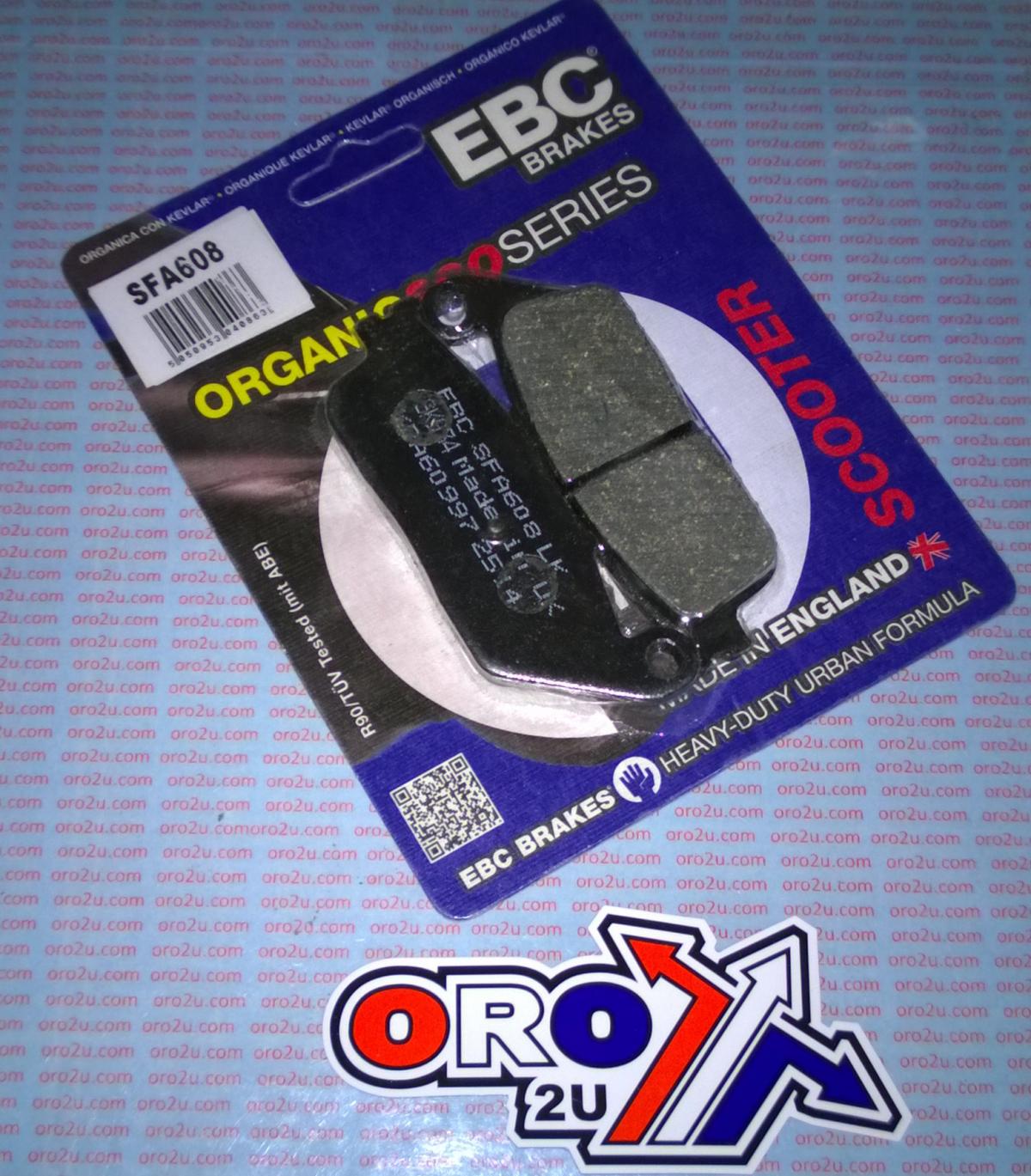 BRAKE PADS STD SCOOTER ORGANIC, EBC SFA608, KEVLAR BACK, KAWASAKI, KYMCO