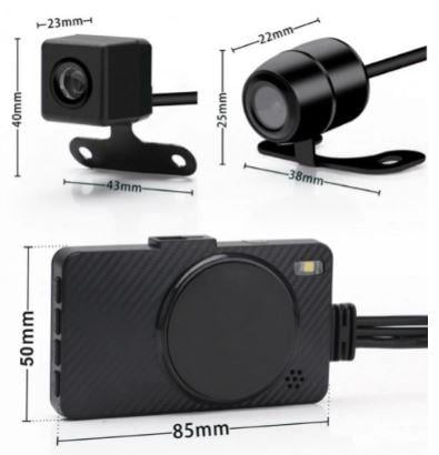 MOTORCYCLE DVR DASHCAM FRONT REAR VIEW DUAL CAMERA