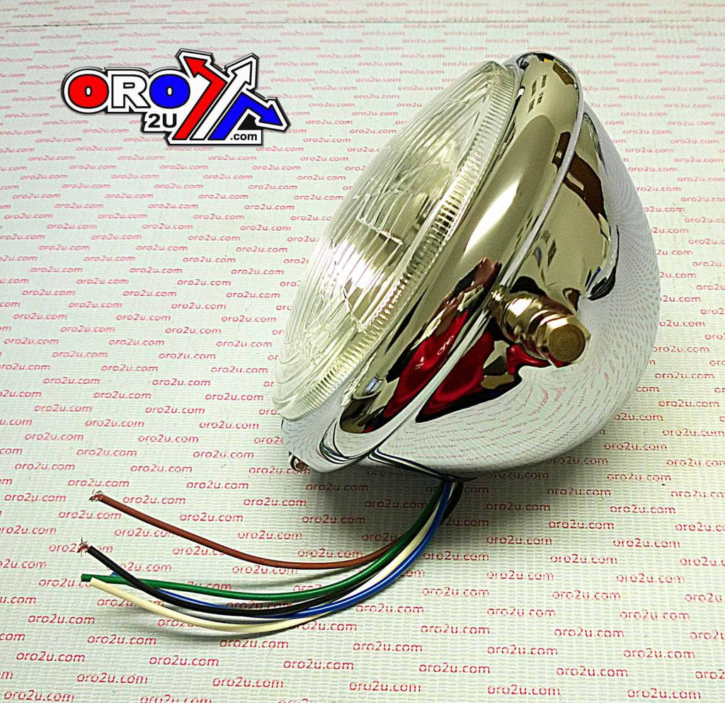 HEAD LIGHT ROUND 5.5 140MM CHROME 12V, UNIVERSAL, MC-01098