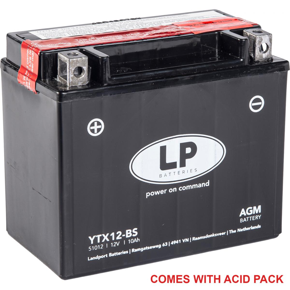 BATTERY LTX12-BS MA.FREE AGM, LANDPORT 51012 12V 10AH. YTX12-BS, MA LTX12-BS