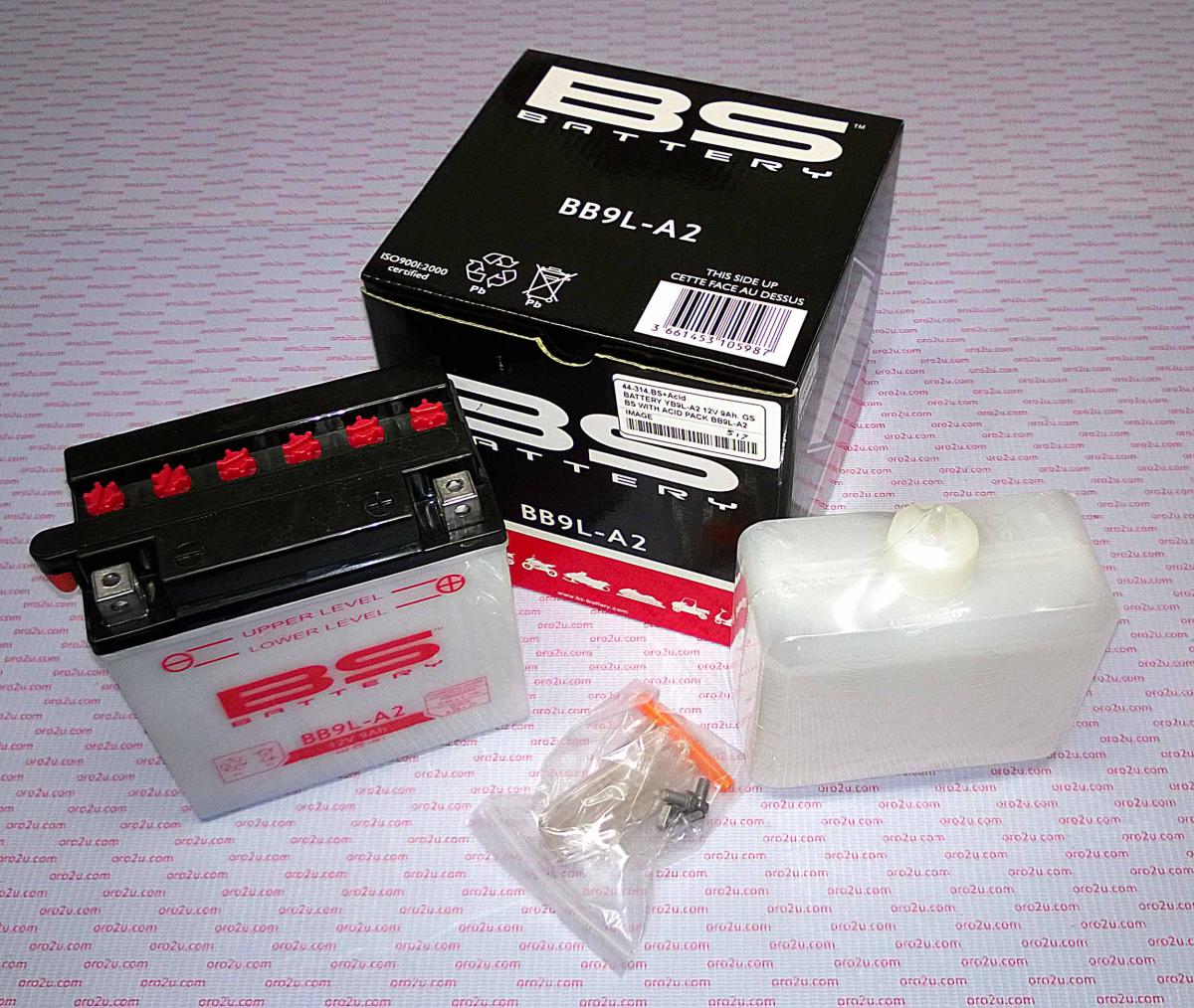 BATTERY YB9L-A2 12V 9Ah. GS, BS WITH ACID PACK BB9L-A2, 310598, BS-BB9L-A2