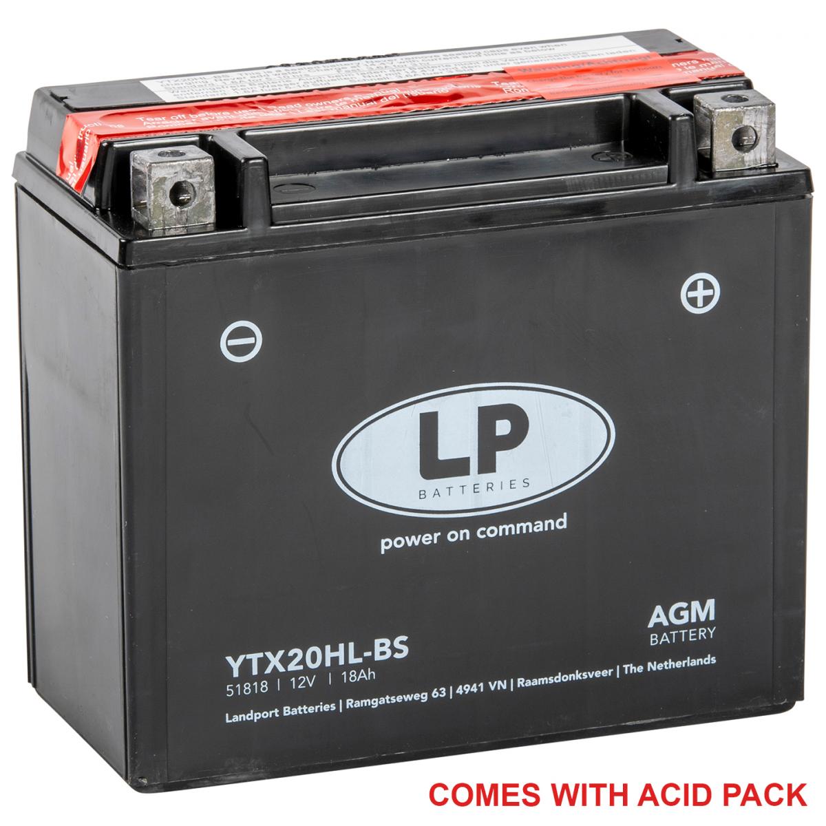 BATTERY LTX20HL-BS MA.FREE, LANDPORT 12V Maintenance Free, MA LTX20HL-BS