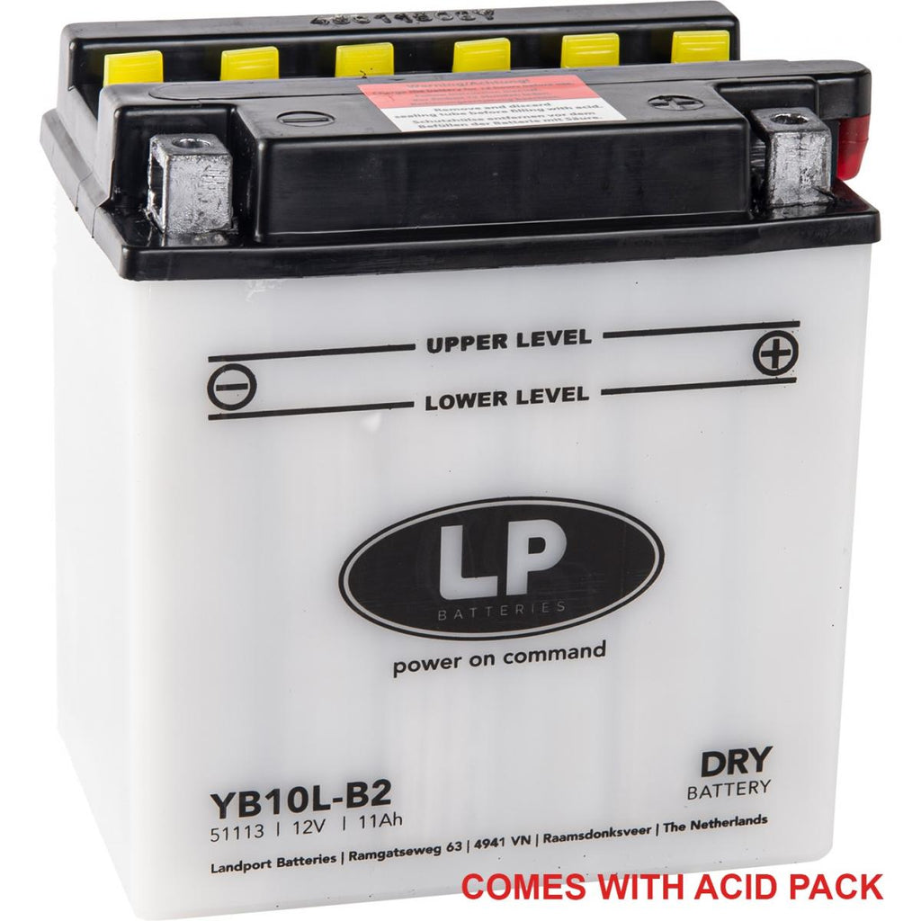 BATTERY LB10L-B2 12v 11Hh, LANDPORT WITH ACID PACK, ROAD, MC MA YB10L-B2 51113