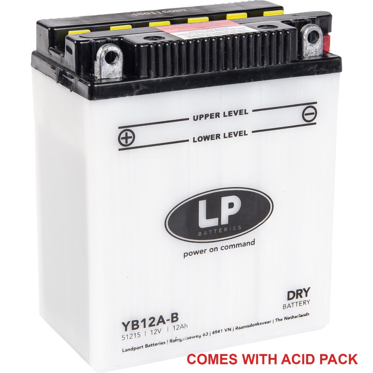 BATTERY LB12A-B 12V 12Ah., LANDPORT WITH ACID PACK, ROAD, MC MA YB12A-B