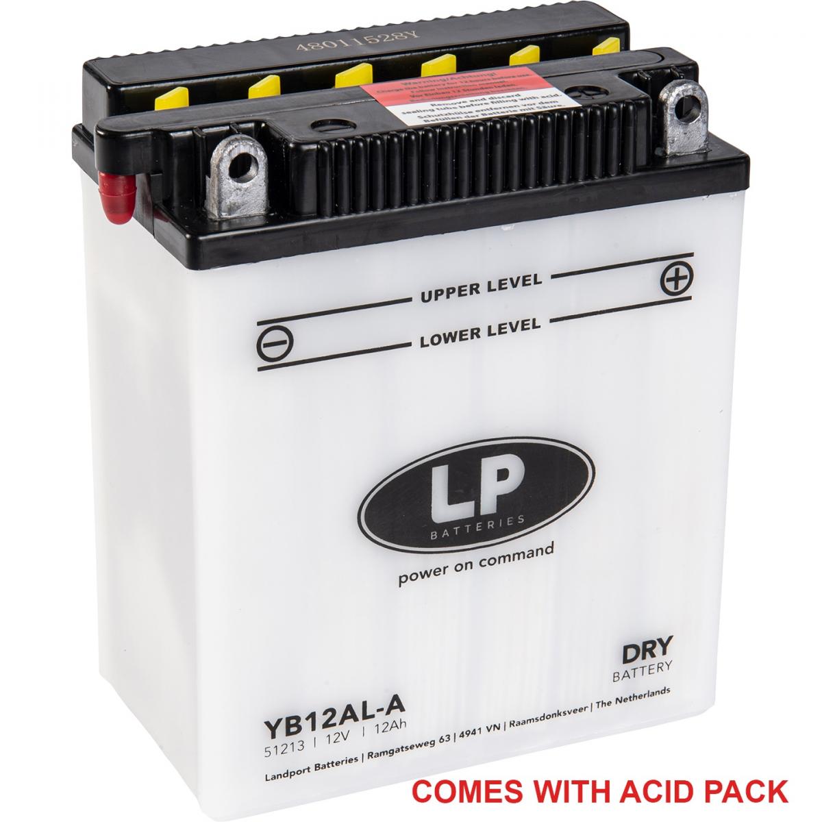 BATTERY LB12AL-A 12V 12Ah, LANDPORT WITH ACID PACK, ROAD, MC MA YB12AL-A