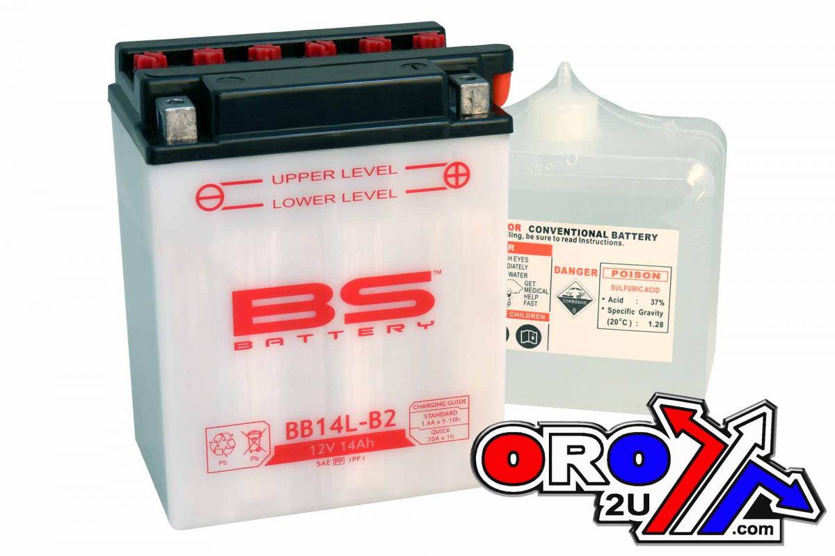 BATTERY YB14L-B2 12V 14Ah. BS, BS WITH ACID PACK BB14L-B2, 310570,	BS-BB14L-B2