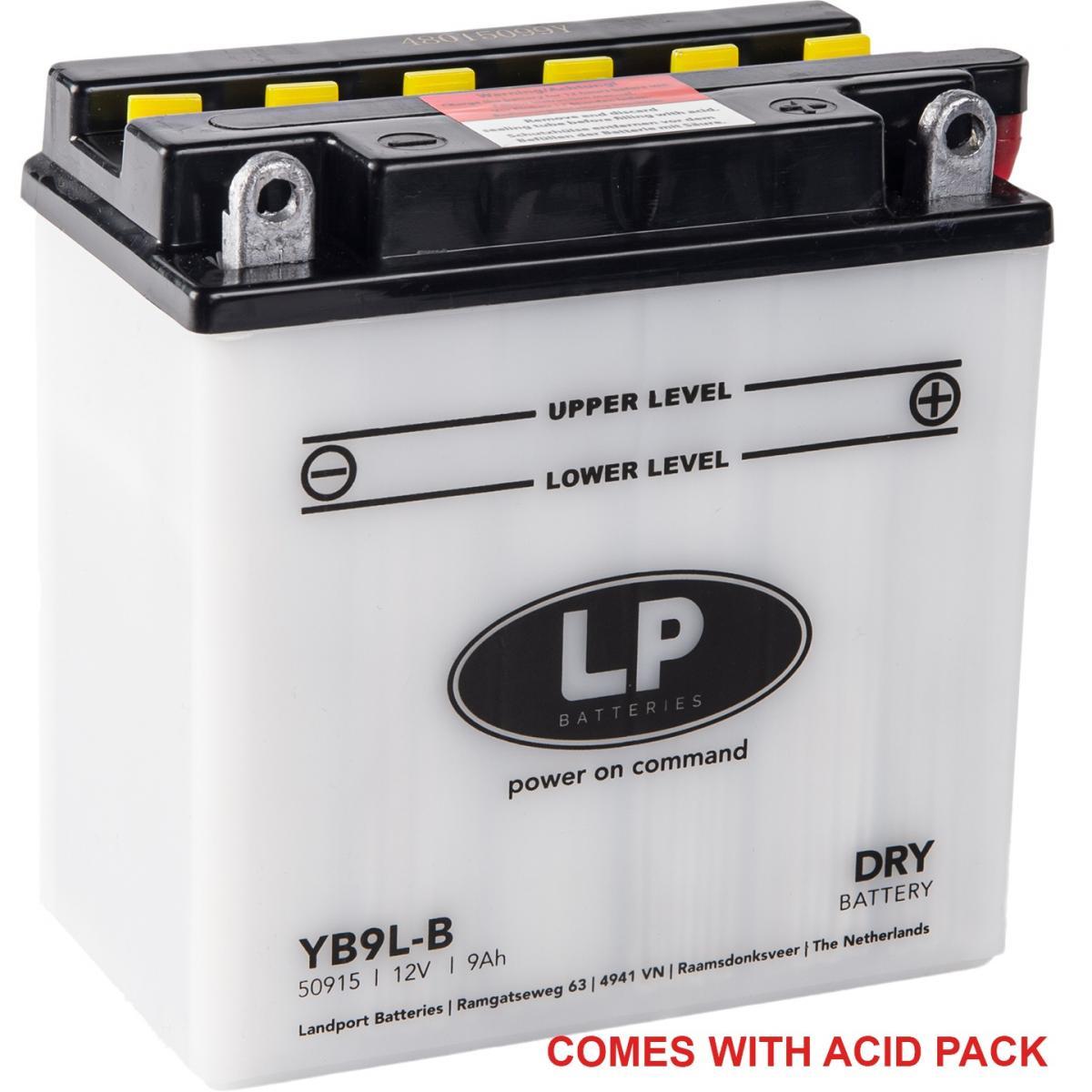 BATTERY YB9L-B 12V 9Ah GS, BS WITH ACID PACK BB9L-B, 310599, BS-BB9L-B