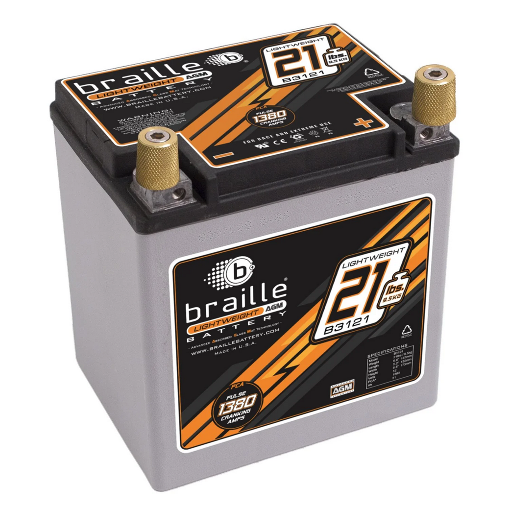 BATTERY BRAILLE AGM STARTER BATTERY 12V 31AH LIGHT WEIGHT MOTORSPORT 1380PCA 550AMP