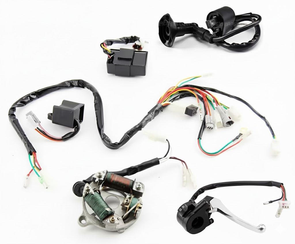 6Pcs FULL WIRING LOOM HARNESS KIT 1981-2016 YAMAHA PW50 CDI STATOR IGNITION COIL KILL SWITCH