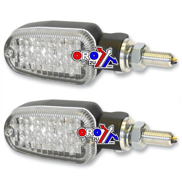 INDICATORS ALUMINUM BLACK SET/2, CLEAR LENS, LED UNIVERSAL E MARKED, 2 WIRE, 26-7704BK