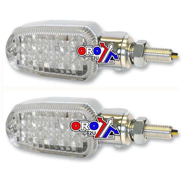 INDICATORS ALUMINUM CHROME SET/2, CLEAR LENS, LED UNIVERSAL E MARKED, 3 WIRE, 26-7705CM
