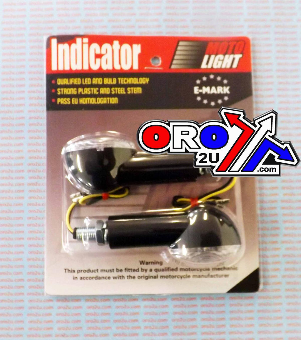 LED INDICATORS CLEAR SET/2 40mm Black Housing E MARKED. MT-003-C-BK40
