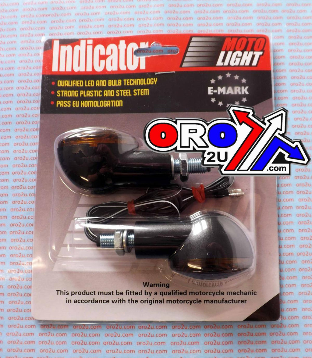 INDICATORS SMOKE 20mm SET/2 Black Housing inc Bulb E MARKED. MT-003-S-BK20