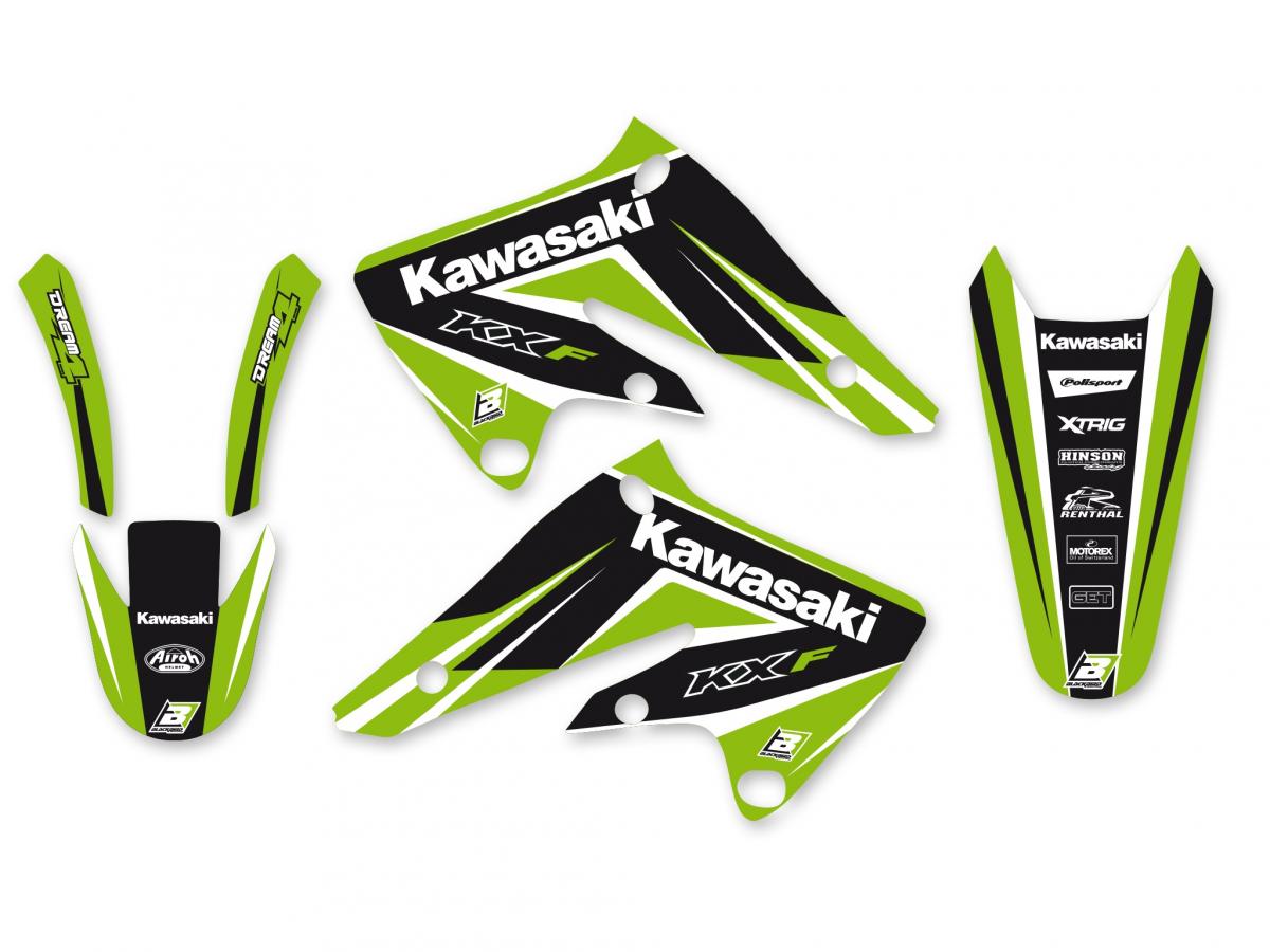 04-05 KXF250 DREAM 4 GRAPHIC, BLACKBIRD DECAL KIT 2407N