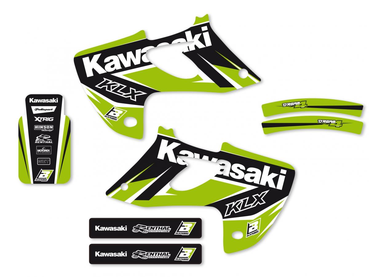 93-97 KLX250 DREAM4 GRAPHIC, BLACKBIRD DECAL KIT 2401N