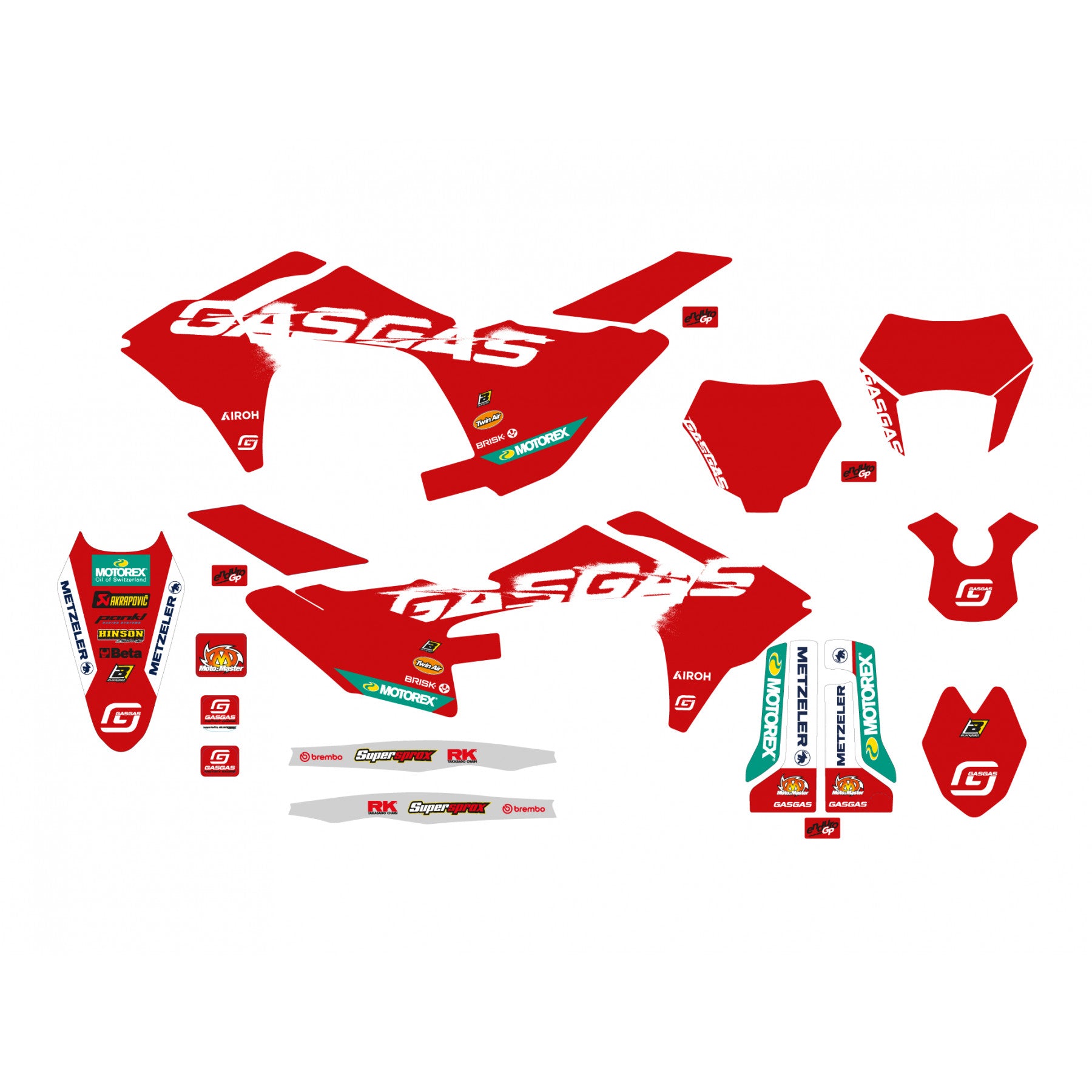 2024-2025 MC/EC GASGAS FACTORY DECALS, BLACKBIRD DECAL KIT, 2909R3