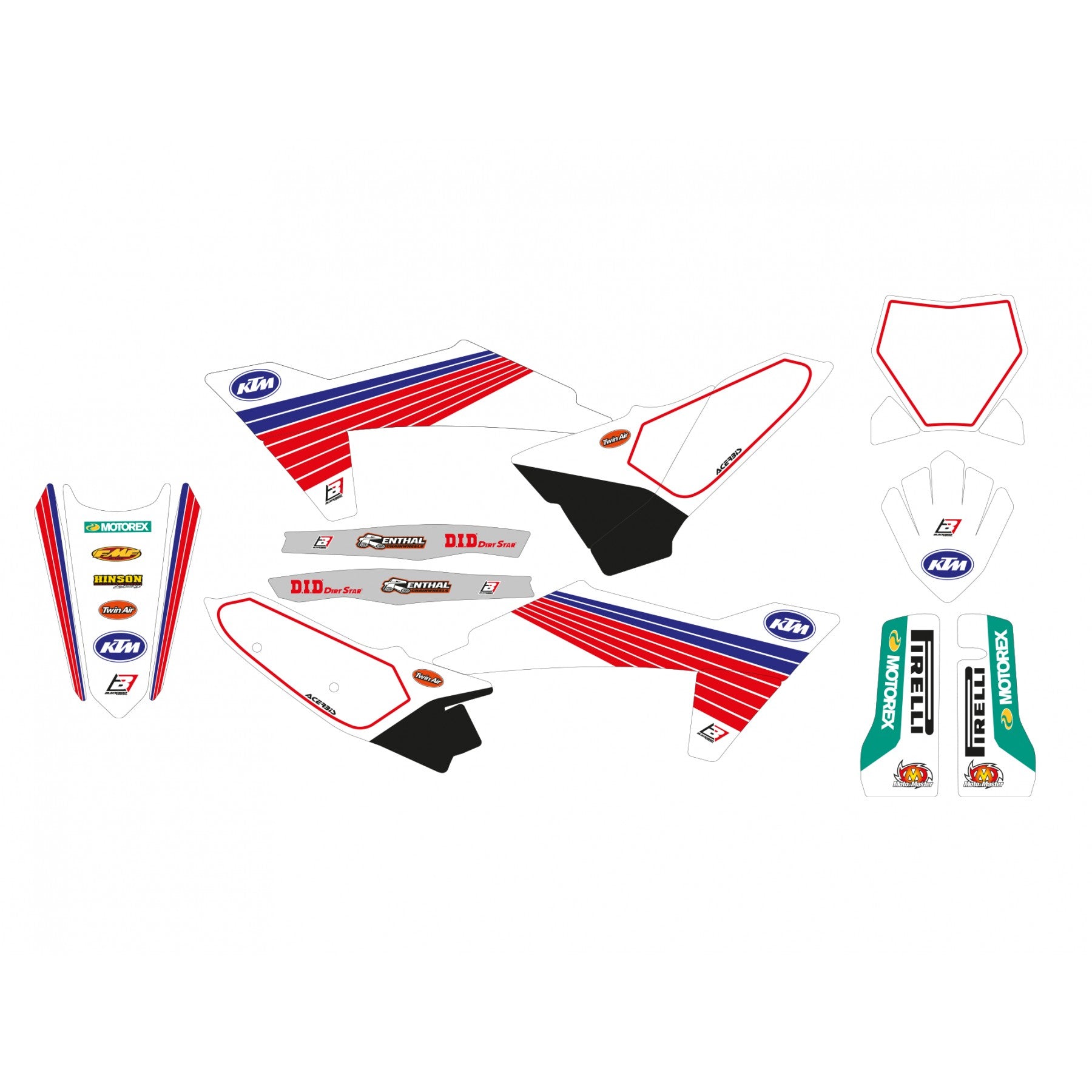 23-24 SX/SXF 24-25 EXC, KTM RETRO RED AND BLUE BLACKBIRD DECAL KIT, 2548AA/01