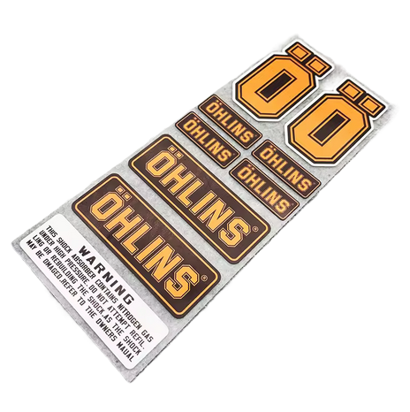 OHLINS SUSPENSION SHOCKER DAMPER STICKERS DECALS ORANGE ON BLACK