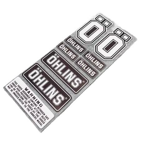 OHLINS SUSPENSION SHOCKER DAMPER STICKERS DECALS WHITE ON BLACK