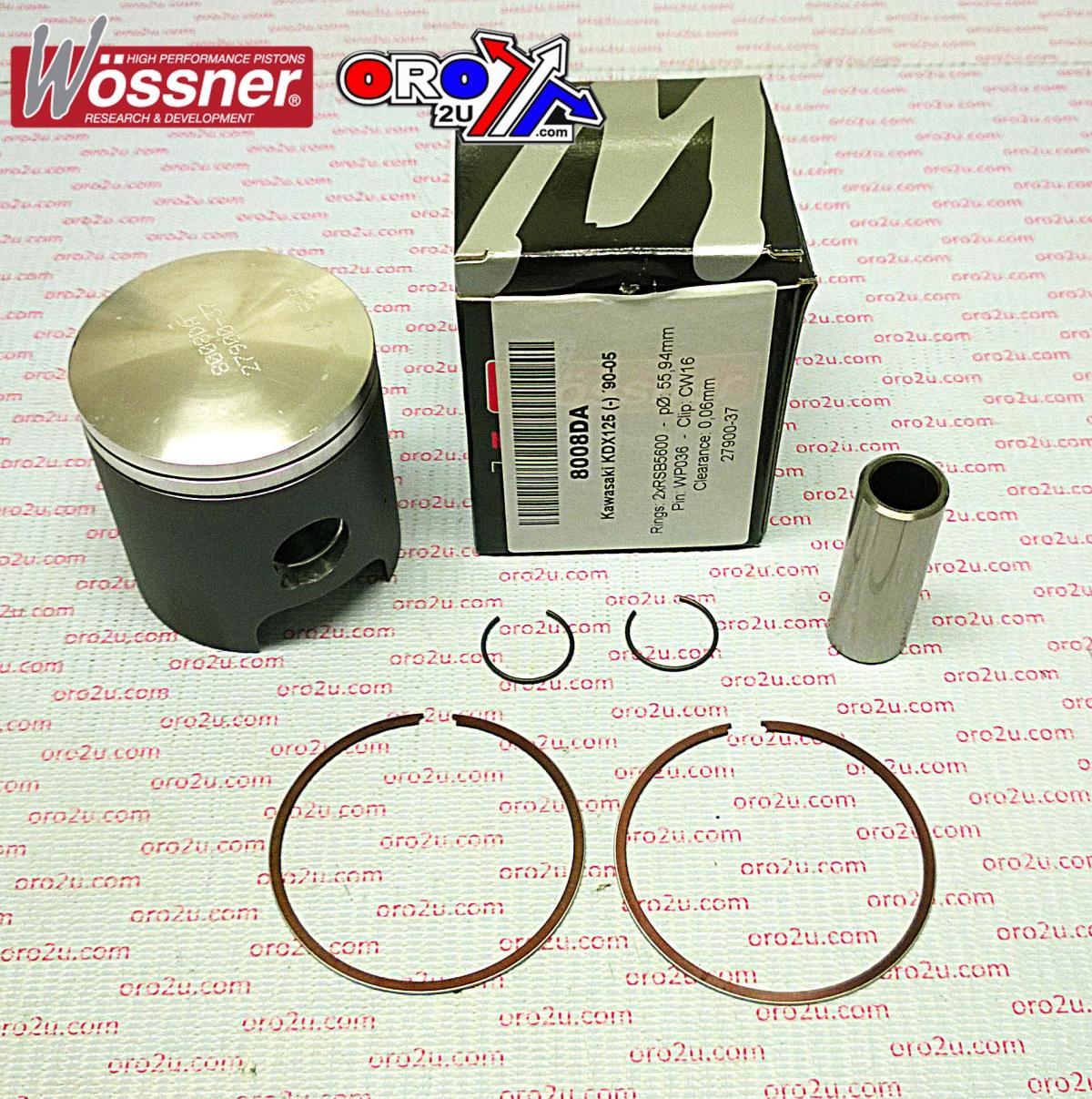 PISTON KIT 90-05 KDX125 56.50, FORGED WOSSNER 8008D050