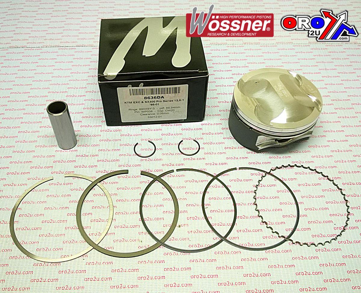 PISTON KIT 00-09 KTM 400 89.00, WOSSNER 8636DA EXC, SX, HC 57530007000