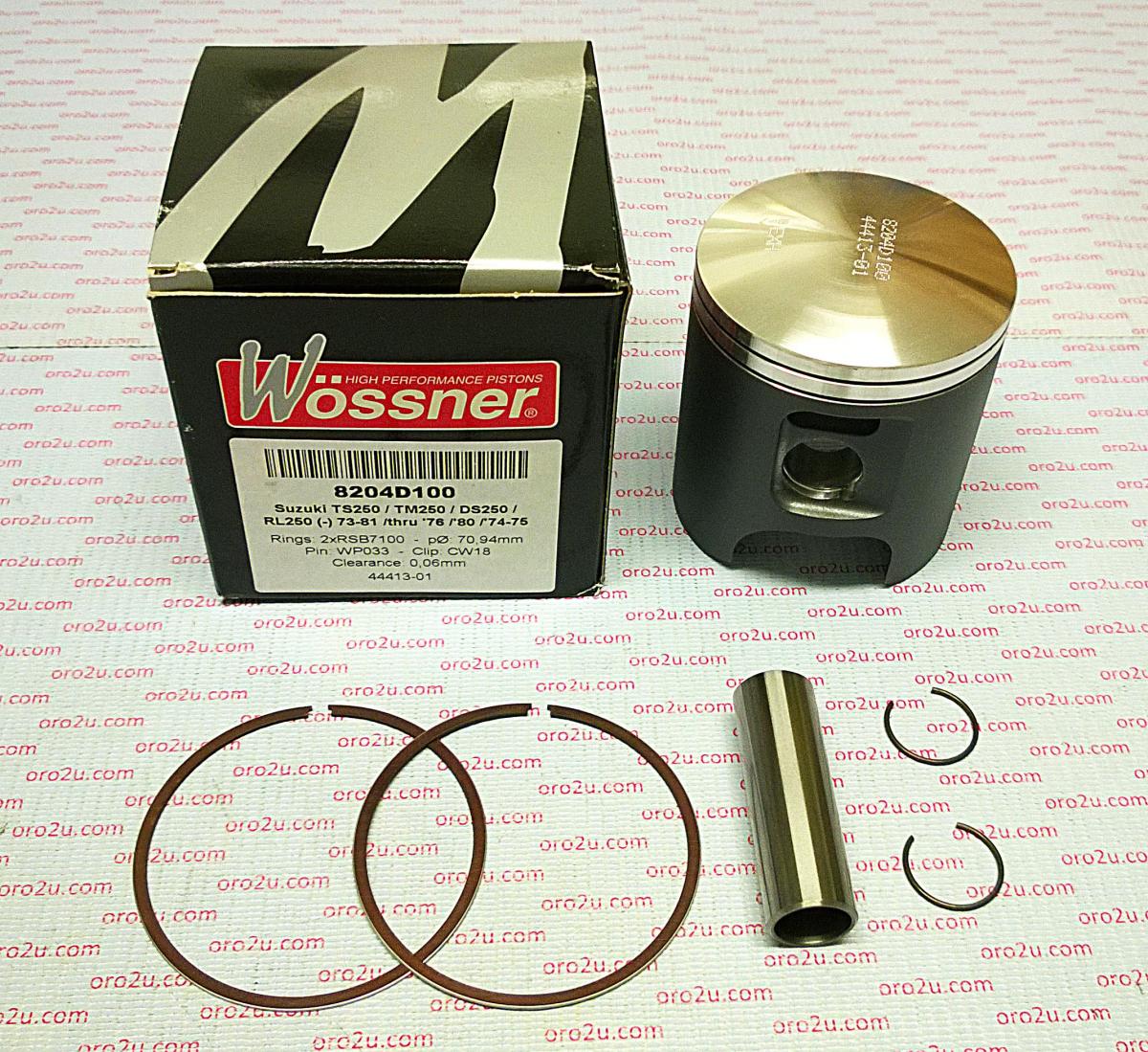 PISTON KIT 73-81 TS250 72.00, FORGED WOSSNER 8204D200
