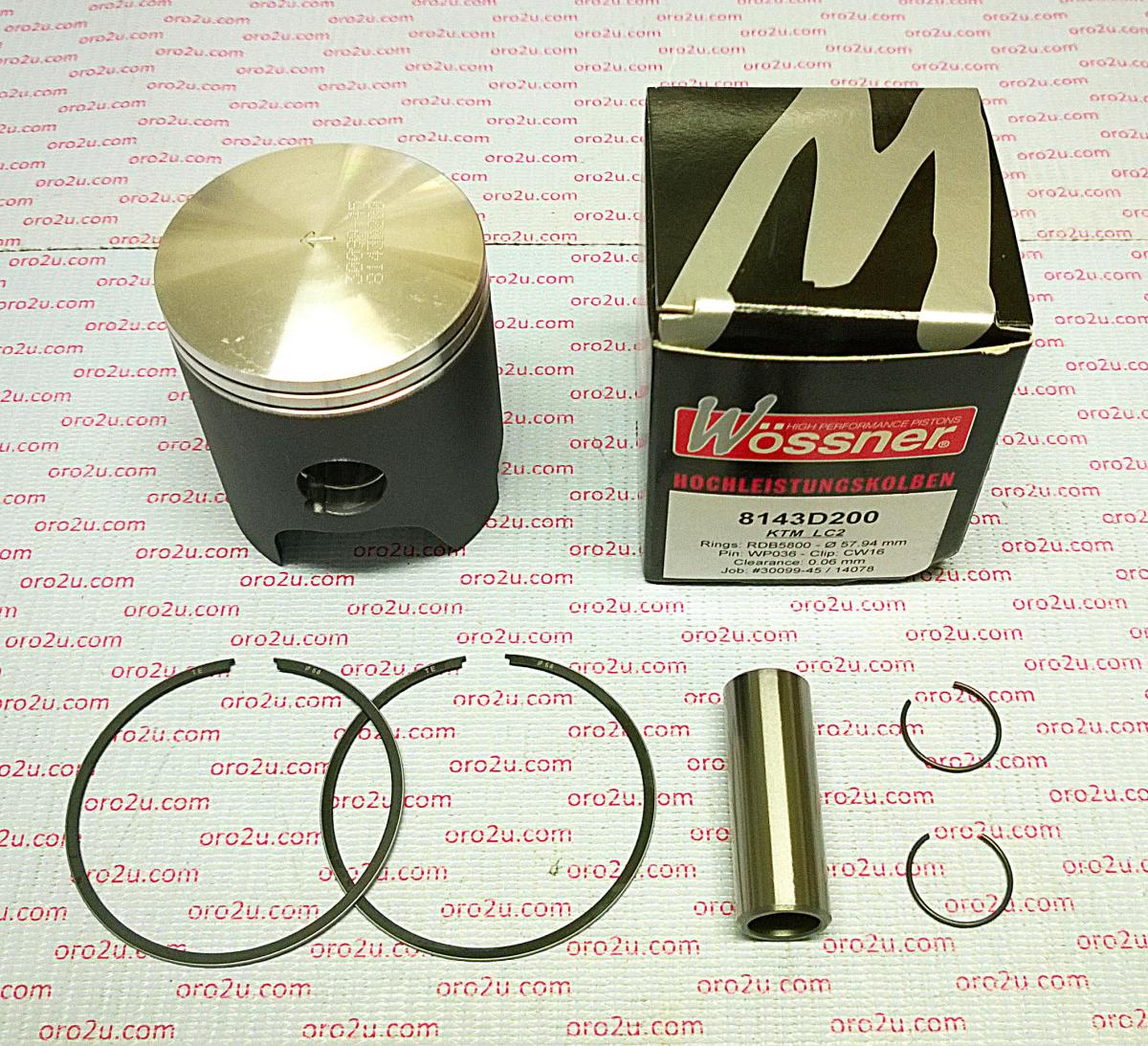 PISTON KIT KTM125 LC2 60.00, FORGED WOSSNER 8143D400