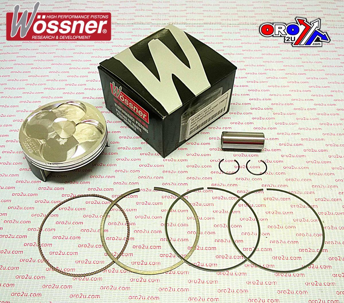 PISTON KIT 15-16 KX250F 77 HC, HIGH COMPRESSION, WOSSNER 8922DC KXF250