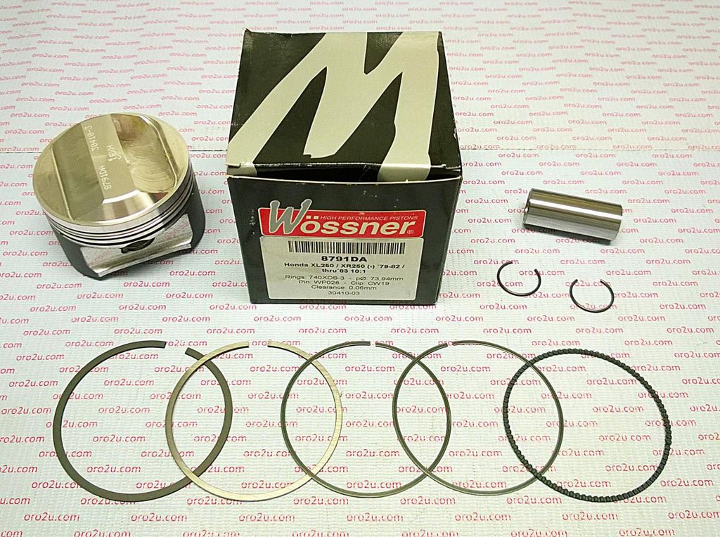PISTON KIT XR XL 250 74.00, FORGED WOSSNER 8791DA 79-83