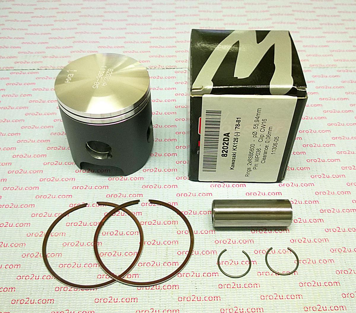 PISTON KIT 78-81 KX125 56.00, FORGED WOSSNER 8202DA 13001-1008