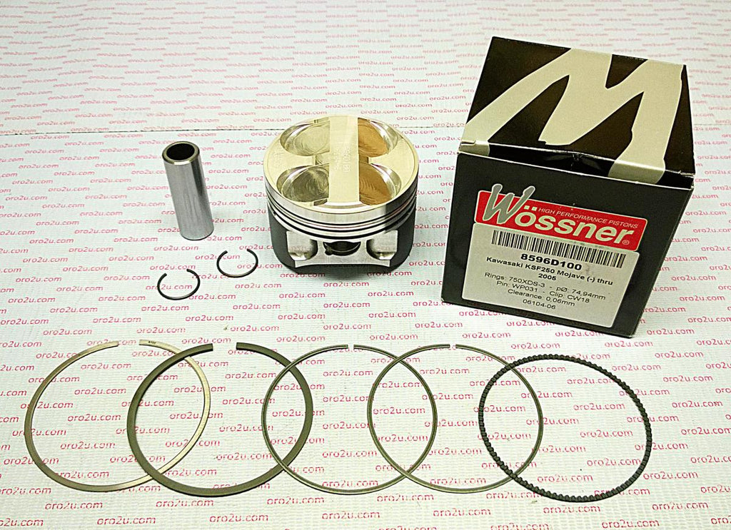 PISTON KIT 87-05 KSF250 75.00, FORGED WOSSNER 8596D100