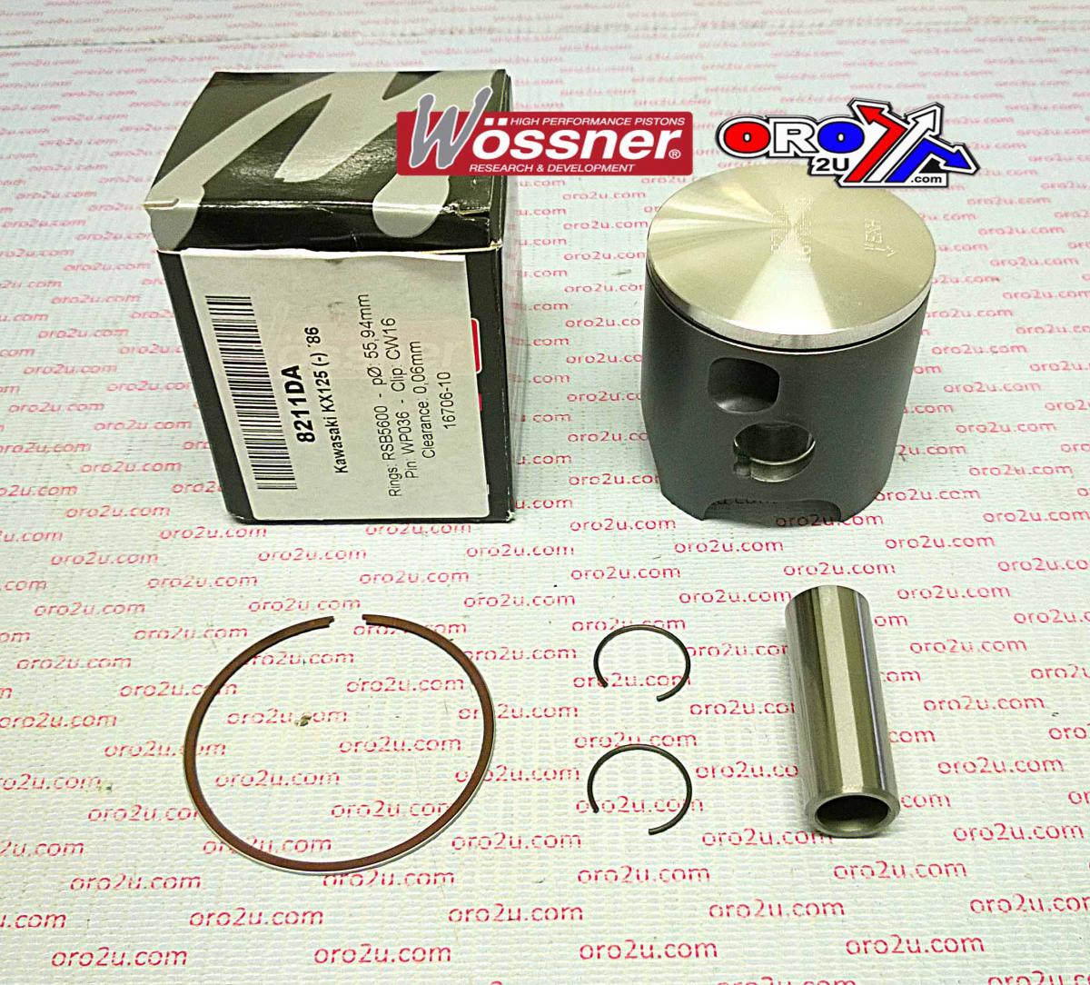 PISTON KIT 1986 KX125 57.00, WOSSNER 8211D100 KAWASAKI MX