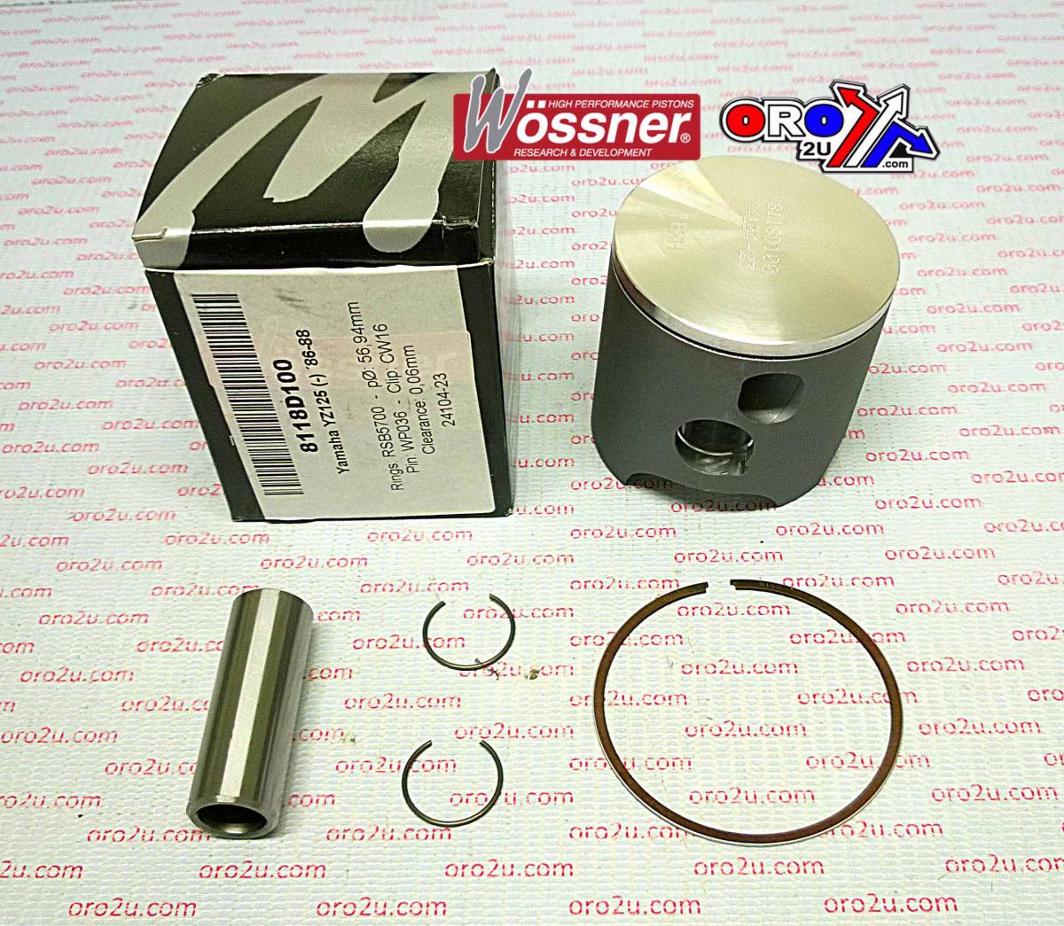 PISTON KIT 86-88 YZ125 56.00, WOSSNER 8118DA YAMAHA MX 1LX-11635-00-00