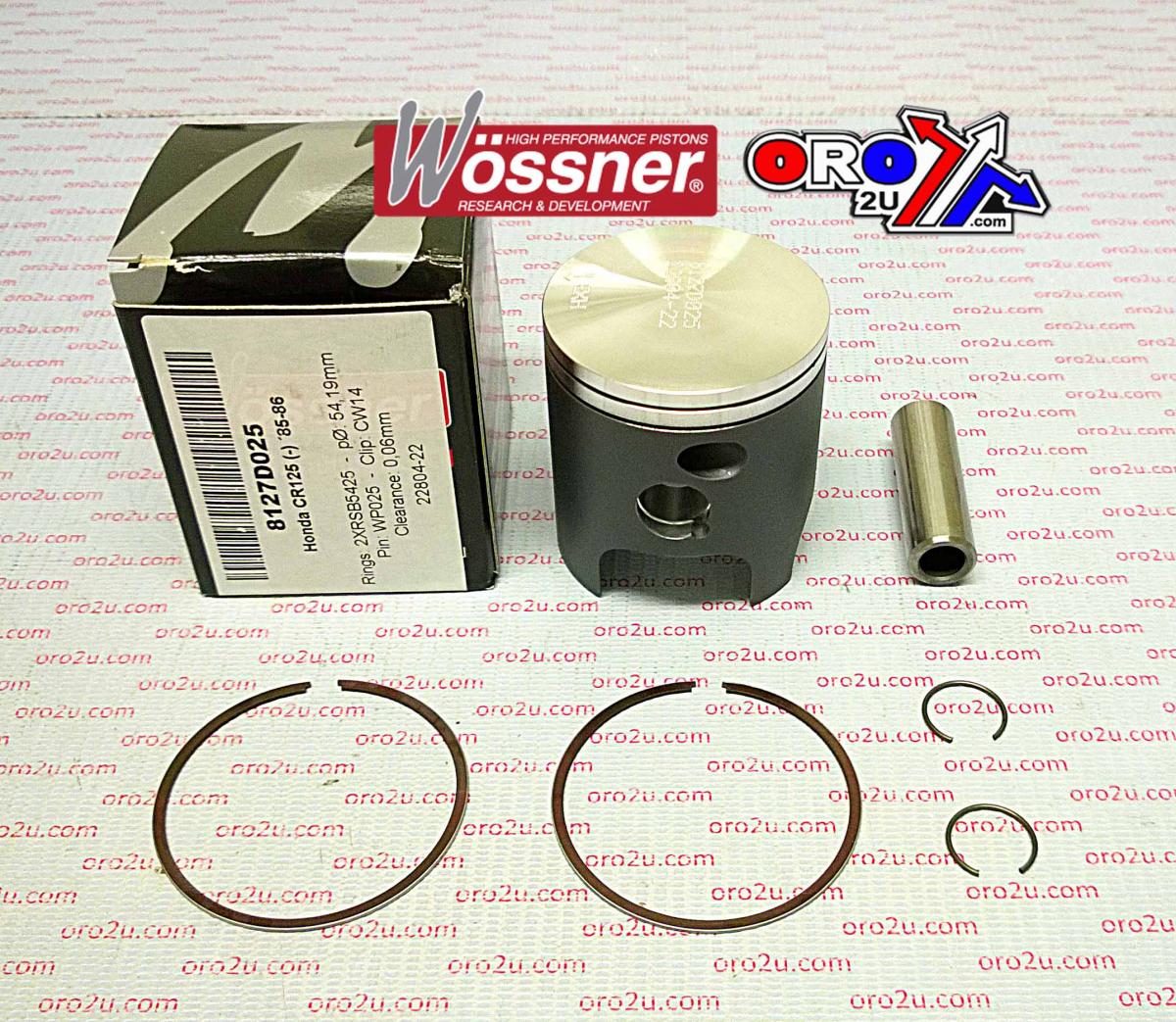 PISTON KIT 85-86 CR125 54.00, WOSSNER 8127DA HONDA MX