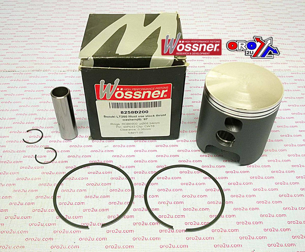 PISTON KIT 1987 LT250 68.00, WOSSNER 8258D100 SUZUKI ATV