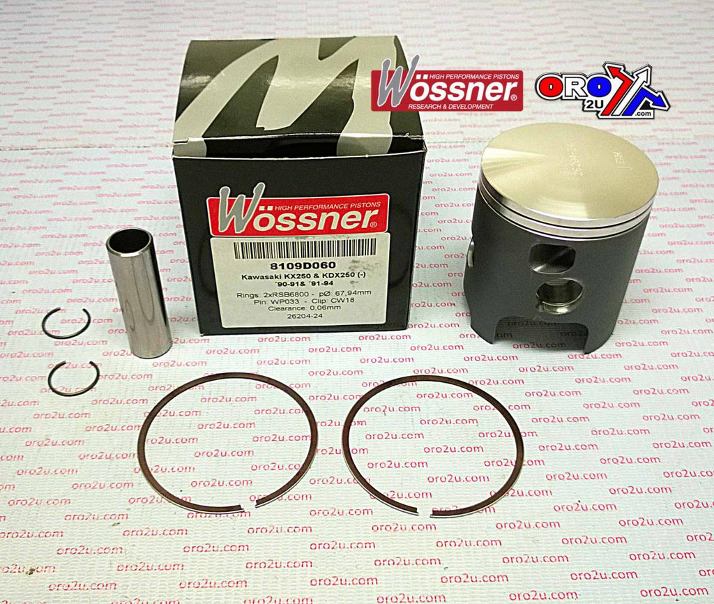 PISTON KIT 90-91 KX250 68.50, WOSSNER 8109D110 KAWASAKI MX