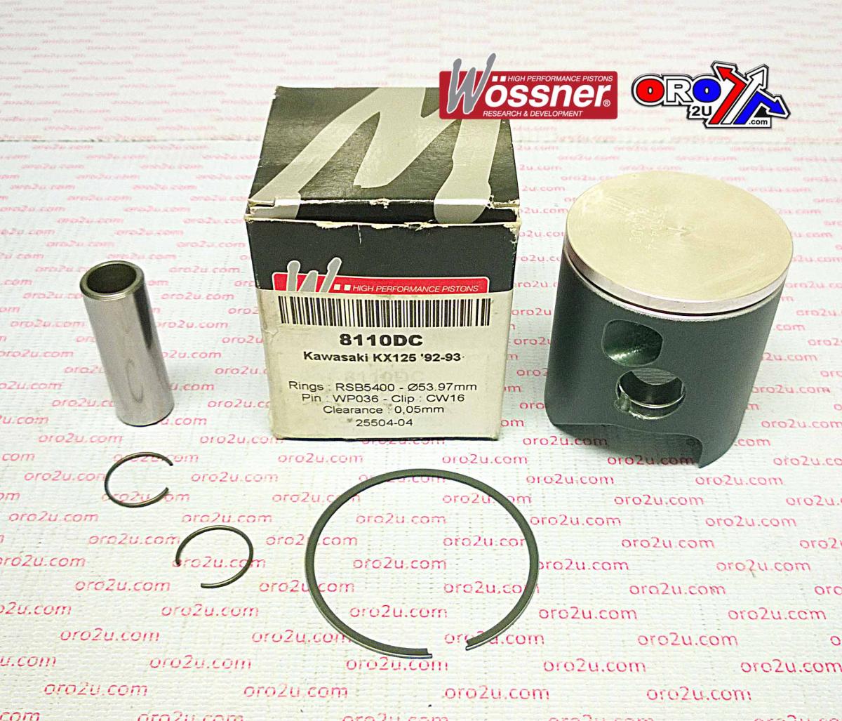 PISTON KIT 92-93 KX125 55.00, WOSSNER 8110D100 KAWASAKI MX