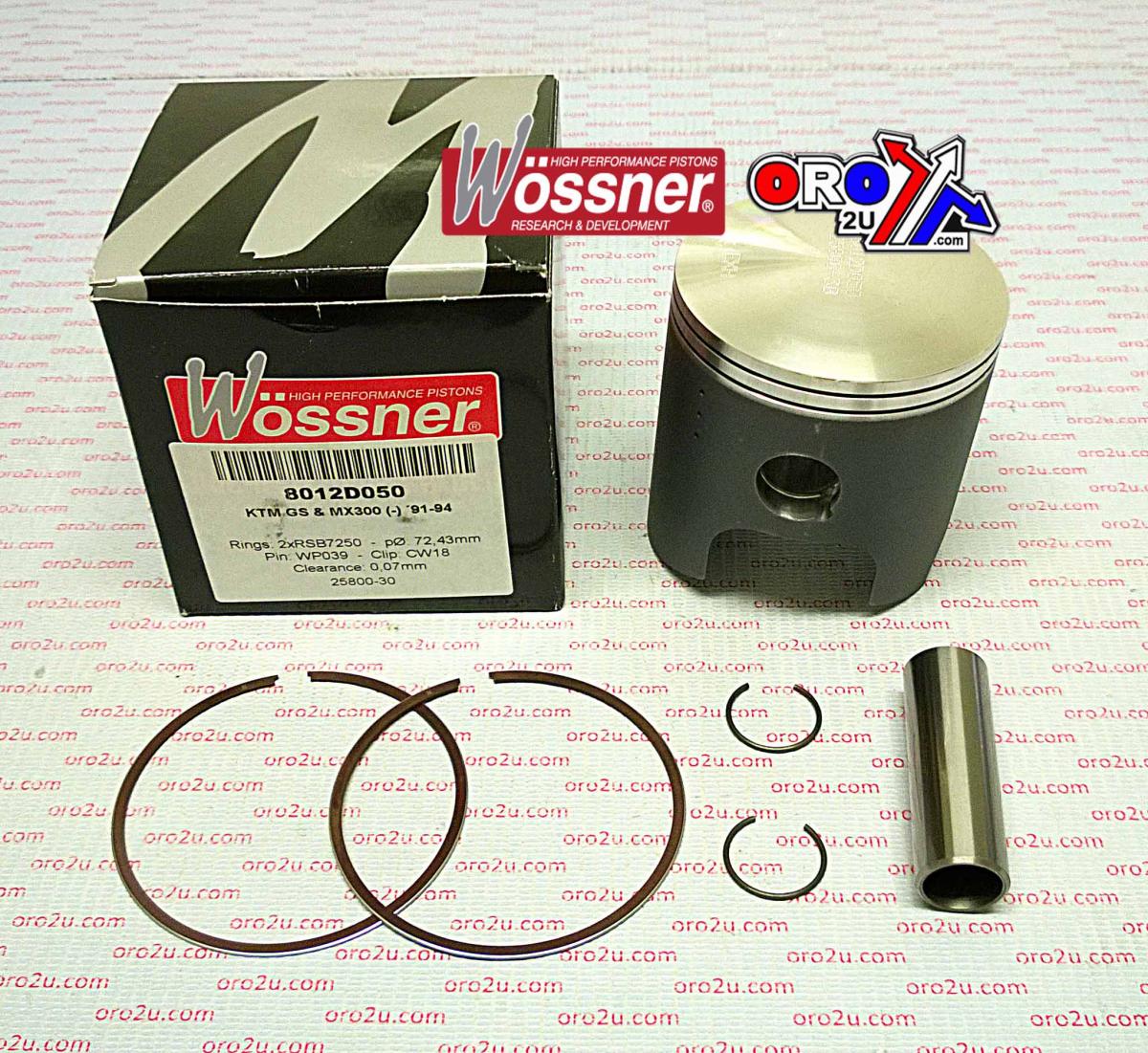 PISTON KIT 91-94 KTM300 72.50, WOSSNER 8012D050 FORGED