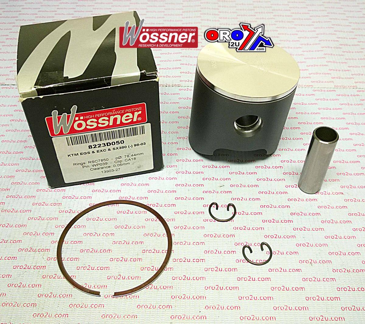 PISTON KIT 98-02 KTM380 79.00, WOSSNER 8223D100 FORGED