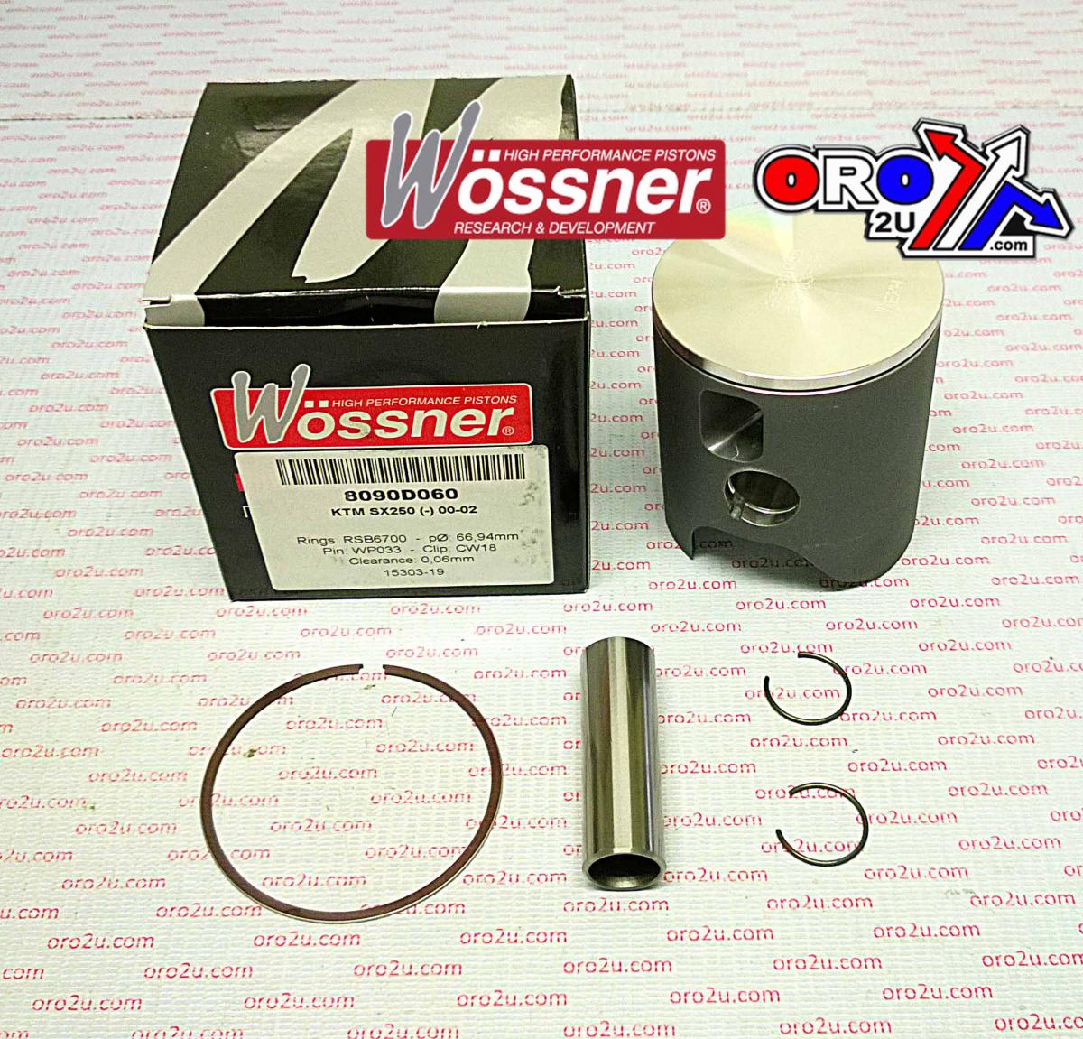 PISTON KIT 00-06 KTM250 66.40, WOSSNER 8090DB FORGED